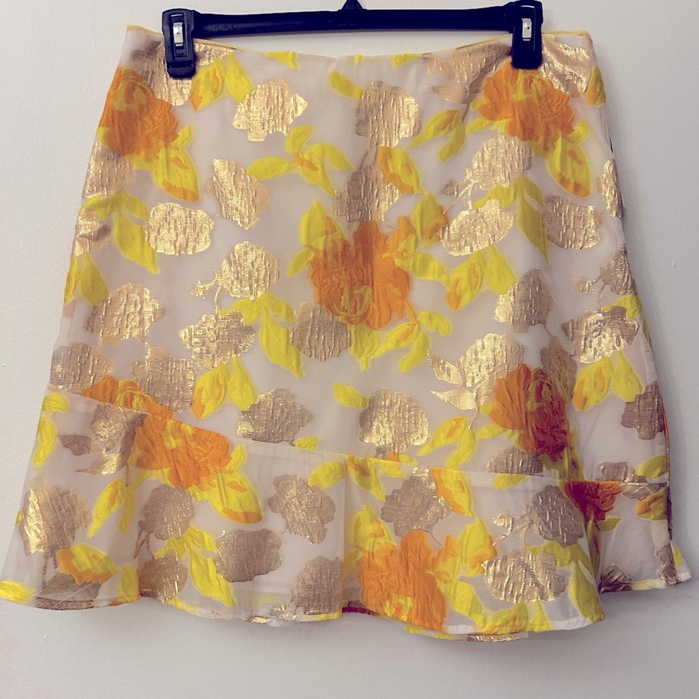 Anthropologie Maeve Faye Flounced Jacquard Mini Skirt